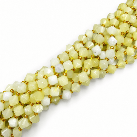 New Mountain Jade Perler – Bicone, Grade B (8mm) - Uniq Perler - 125587