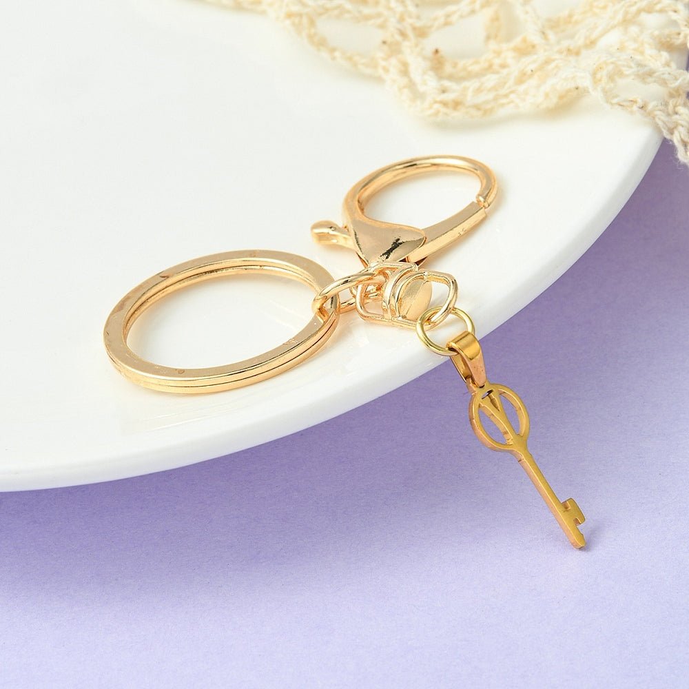 Schlüsselring mit Buchstabe Y – 18K Vergoldet Stahl (8,8cm)