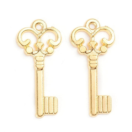 Nøgle Vedhæng – Forgyldt (21.5x10mm) 6 stk - Uniq Perler - 