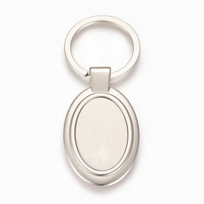 Nøglering Med Cabochon Plade – Oval Platinium (79mm) - Uniq Perler - 117637