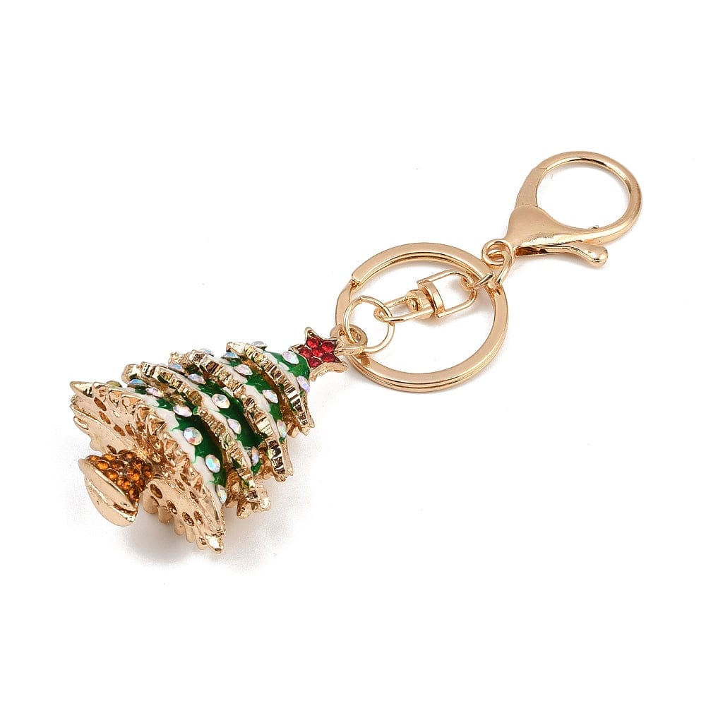 Nøglering Med Juletræsvedhæng - Forgyldt (12cm) - Uniq Perler - 116117