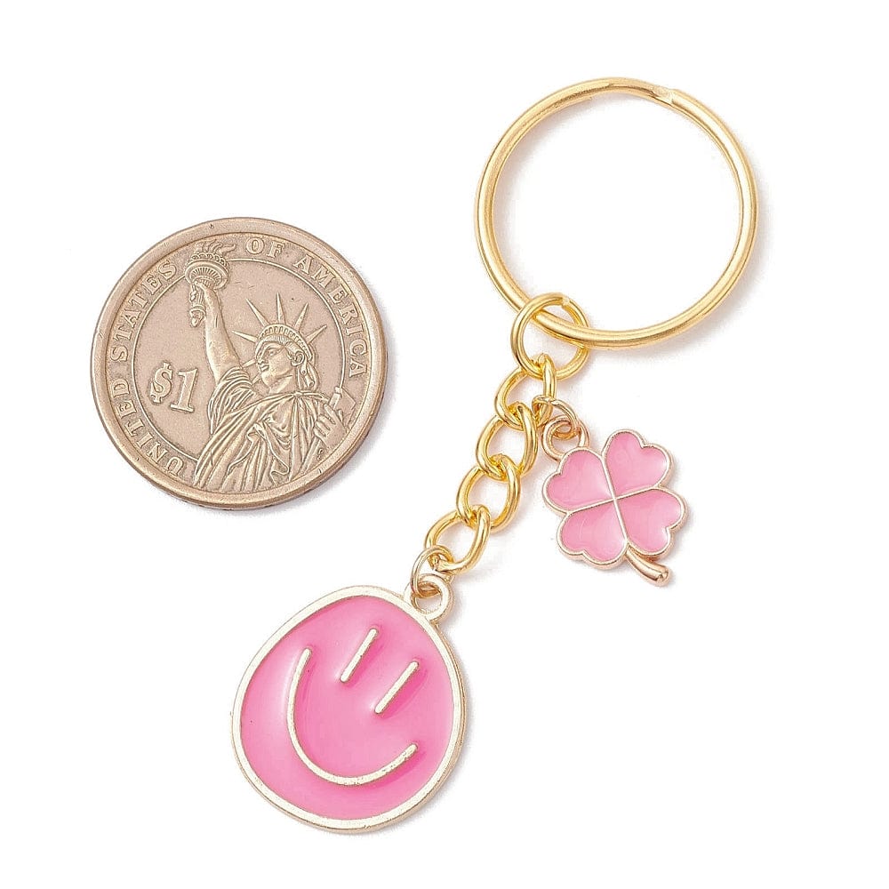 Nøglering Med Vedhæng - Forgyldt, Mix Farver (83mm) 4 stk - Uniq Perler - 115457