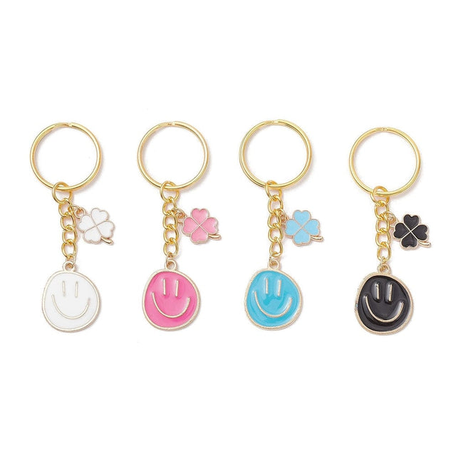 Nøglering Med Vedhæng - Forgyldt, Mix Farver (83mm) 4 stk - Uniq Perler - 115457