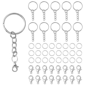Schlüsselring – Set mit Kette, Karabiner und Ösen – Platinfarben (20 Stück) - Uniq Perler - 115307