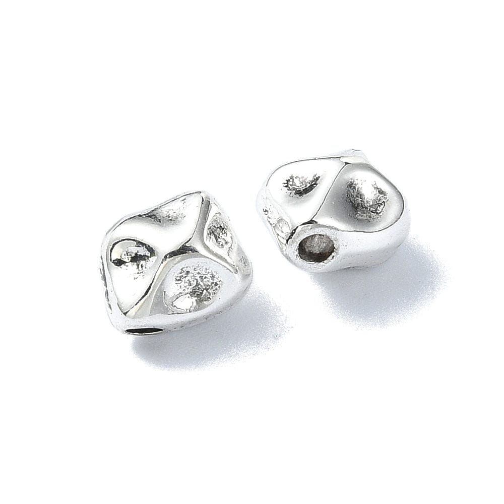 Nugget Formet Perler, Forsølvet, (7x6,5mm, 10 stk.) - Uniq Perler - 112313