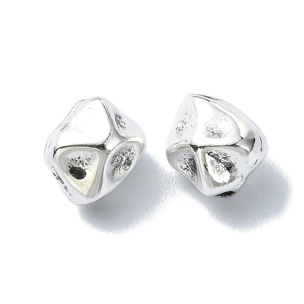 Nugget Formet Perler, Forsølvet, (7x6,5mm, 10 stk.) - Uniq Perler - 112313