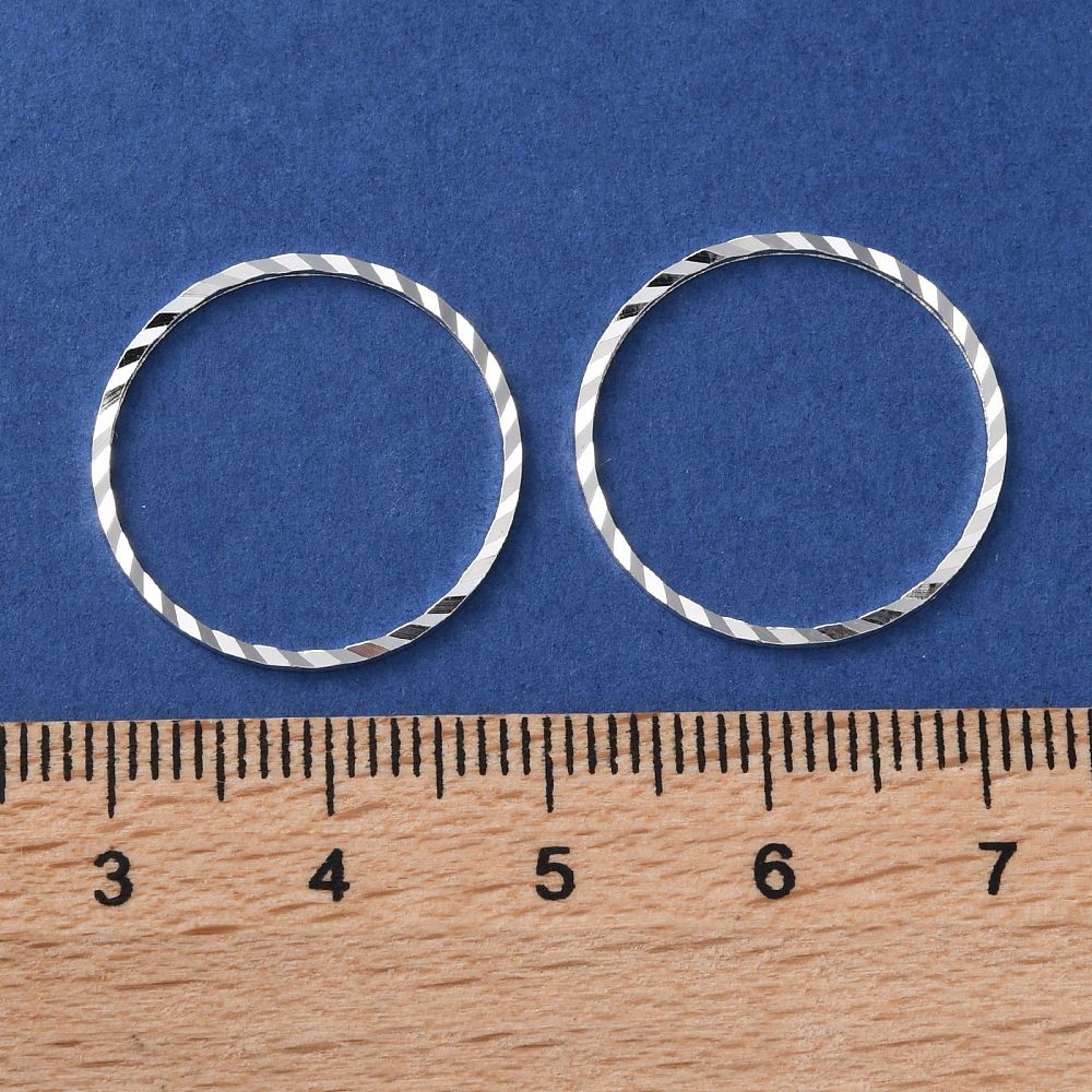 O - Ringe Med Mønster – 925 Sølvbelagt (20mm) 6 stk. - Uniq Perler - 