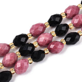 Obsidian og Rhodonit Perler – Facetteret, Risformet (7,5 - 9x6 - 7mm) - Uniq Perler - 117518