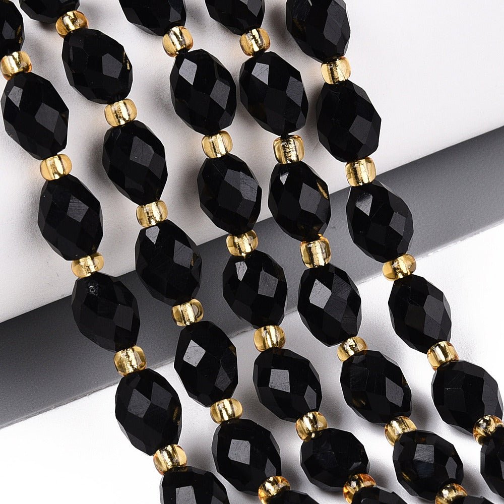 Obsidian Perler – Facetterede Ovale (8~9x6~8mm) - Uniq Perler - 