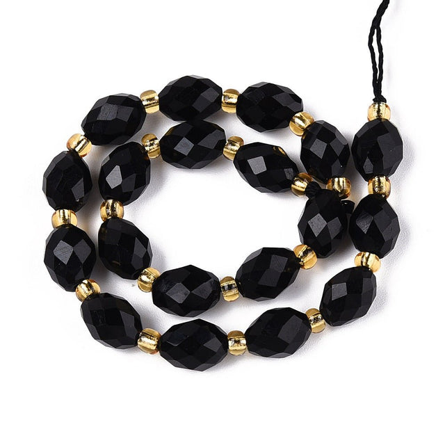 Obsidian Perler – Facetterede Ovale (8~9x6~8mm) - Uniq Perler - 