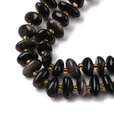 Obsidian Rondell Perlen auf Schnur – Naturstein (6x12mm) - Uniq Perler - 