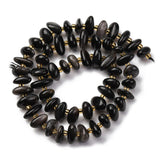 Obsidian Rondell Perlen auf Schnur – Naturstein (6x12mm) - Uniq Perler - 