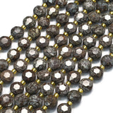 Obsidian Snowflake, Møntformet, Facetteret, 8x5mm - Uniq Perler - 215917