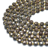 Obsidian Snowflake, Møntformet, Facetteret, 8x5mm - Uniq Perler - 215917