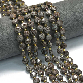 Obsidian Schneeflocke, Münzförmig, Facettiert, 8x5mm - Uniq Perler - 215917