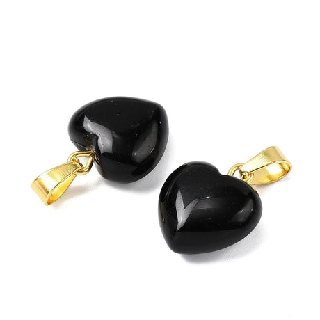 Obsidian Vedhæng – Messing,(18x15mm) - Uniq Perler - 