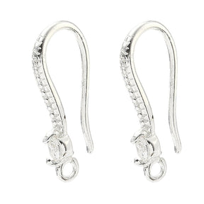Ear Hooks With Cubic Zirconia – Long-lasting Silver-plated Brass (19x9x3mm)