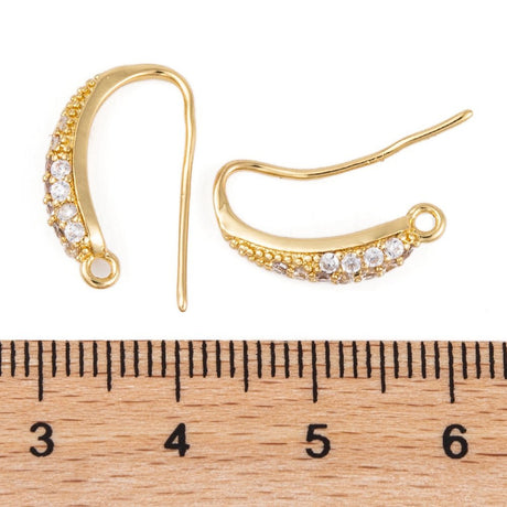 Ørekroge Med Zirkonia – 18K Langtidsholdbar Forgyldt Messing (17x4mm) - Uniq Perler - 123919