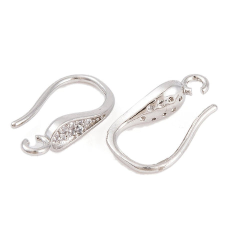 Ørekroge Med Zirkonia – Langtidsholdbar Platinbelagt Messing (15x4mm) - Uniq Perler - 123917