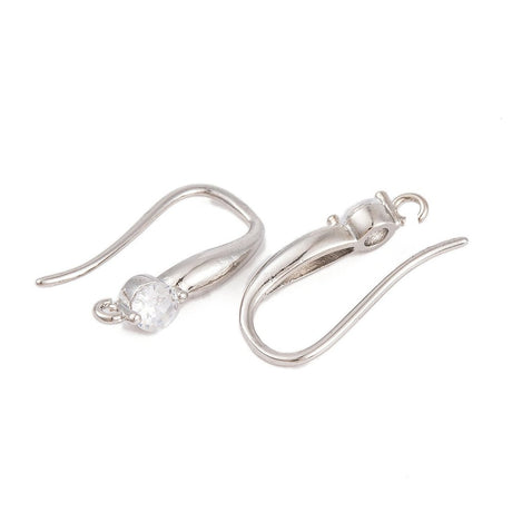 Ørekroge Med Zirkonia – Langtidsholdbar Platinbelagt Messing (19x4mm) - Uniq Perler - 123912