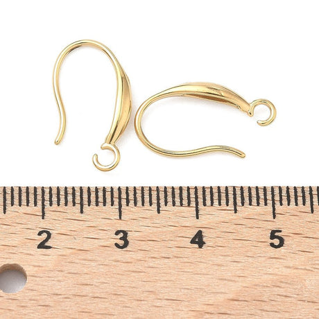Ørekroge – Vandfast Rustfrit Stål (19mm, 18K forgyldt) - Uniq Perler - 122154