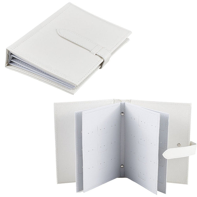 Opbevarings "Bog" Til Øreringe (14x18x4cm) - Hvid - Uniq Perler - 