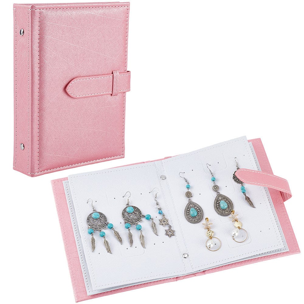 Opbevarings "Bog" Til Øreringe (14x18x4cm) - Pink - Uniq Perler - 116096