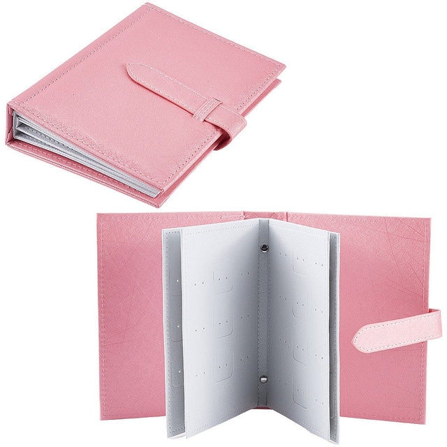 Opbevarings "Bog" Til Øreringe (14x18x4cm) - Pink - Uniq Perler - 116096