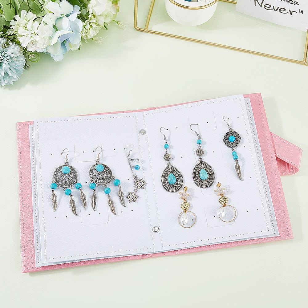 Opbevarings "Bog" Til Øreringe (14x18x4cm) - Pink - Uniq Perler - 116096