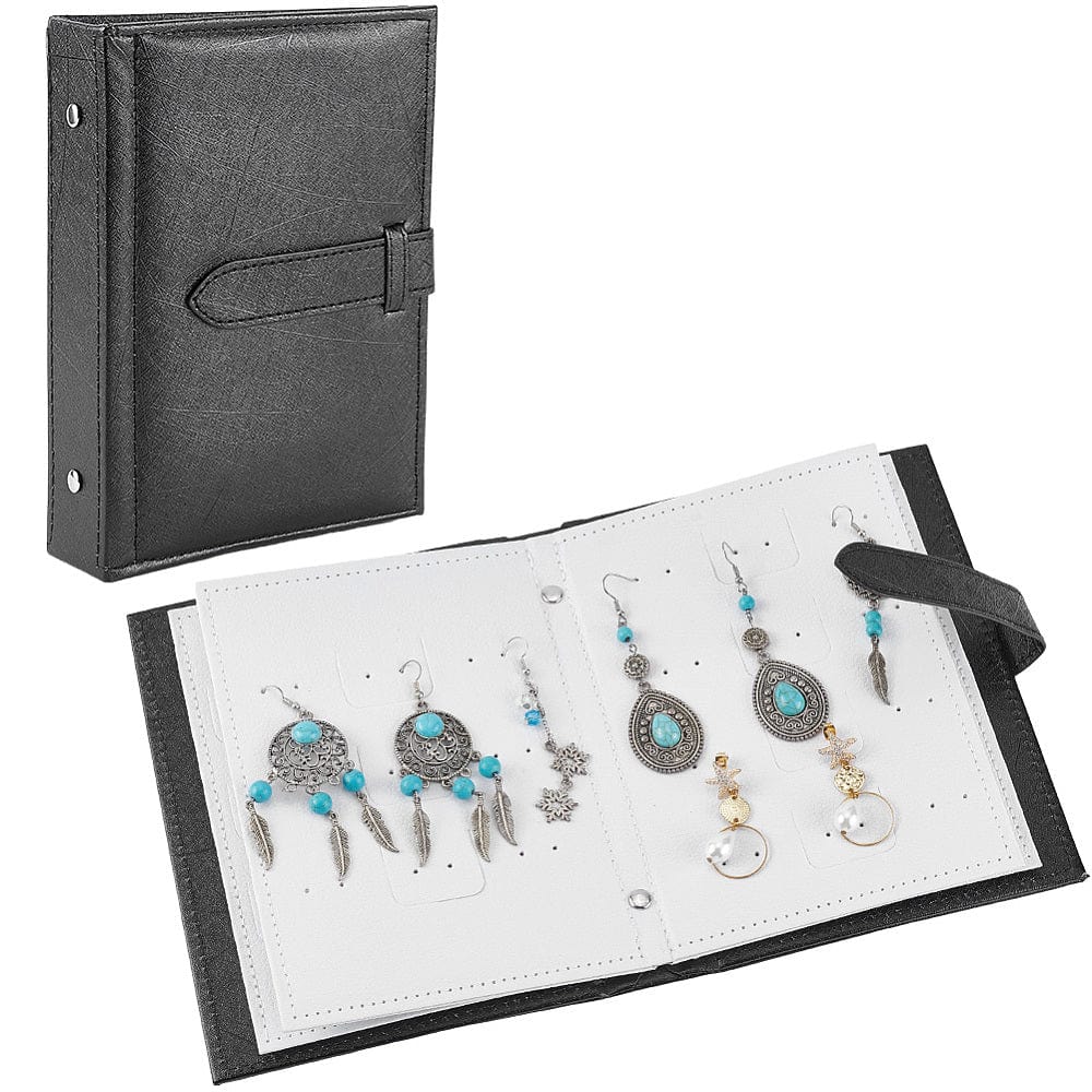 Opbevarings "Bog" Til Øreringe (14x18x4cm) - Sort - Uniq Perler - 116095