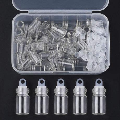 Opbevaringsglas - Med Låg (1,8x1cm) 50 stk. - Uniq Perler - 115054