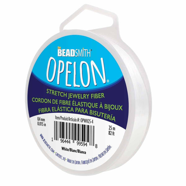Opelon Elastiksnor - Hvid (0,4mm) 25 Meter - Uniq Perler - 124373