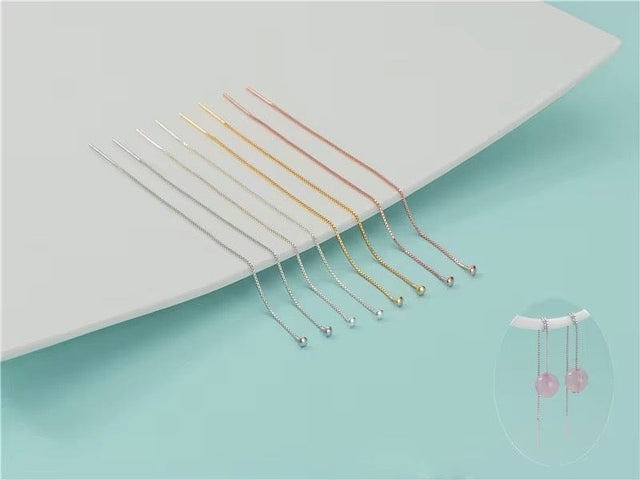 Ørekæde Med T - Stopper – Sterling Sølv 925 (90mm) - Uniq Perler - 114428