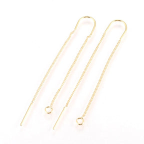 Ear Threads With Fixed Piece – 18K Long-lasting Gold plating (74mm) - Uniq Perler - 384825