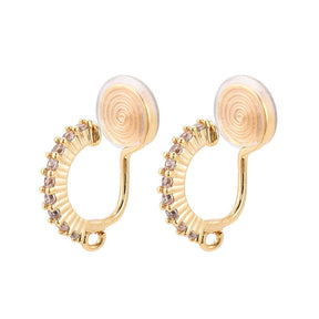 Clip-on Earring Hoops With Zirconia – 18K Long-Lasting Gold Plated (20 - 21x13mm) - Uniq Perler - 115266