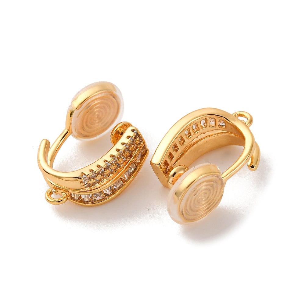 Øreklips Med Øje Og Zirkonia – 18K Langtidsholdbar Forgyldt (18,5x9x10,5mm) - Uniq Perler - 115267