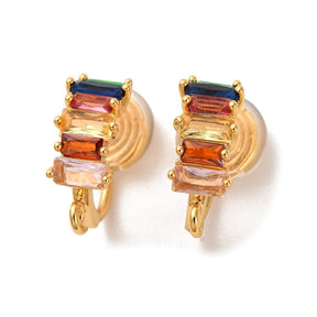 Clip-on Earring With Eye And Zirconia – 18K Long-Lasting Gold Plated (20x9x14.5mm) - Uniq Perler - 115268
