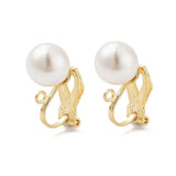 Øreklips Med Perle – Forgyldt Stål (17x9mm) - Uniq Perler - 113993