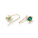 Ørekrog Med Grøn Zirkonia Sten, Dråbeformet, 18K Forgyldt,(11x6mm) - Uniq Perler - 1111490203