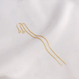 Ørekrog med kæde/Sterling Sølv Stift – 18K Forgyldt (93mm) - Uniq Perler - 115869