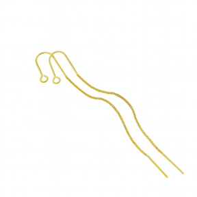 Öronkrok med kedja/Sterling Silver Stift – 18K Förgylld (93mm) - Uniq Perler - 115869