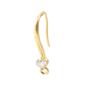 Ohrhaken mit ovalem Zirkonia-Stein - 18K Vergoldung (18,5mm) - Uniq Perler - 117330