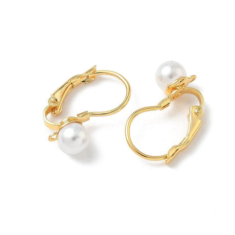 Ørekrok med Perle – Leverback i 18K Gullbelagt Messing (19mm) - Uniq Perler - 117323