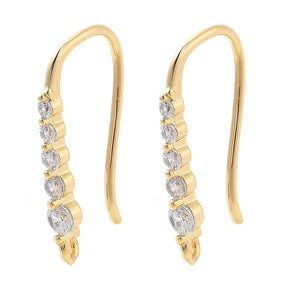 Ear Hook With Zirconia Stones, 18K Gold-plated, (18.5x9mm) - Uniq Perler - 114227