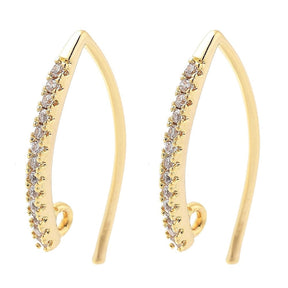 Ear hook with zirconia stones, 18K Gold-plated, (19x10.5mm) - Uniq Perler - 114228
