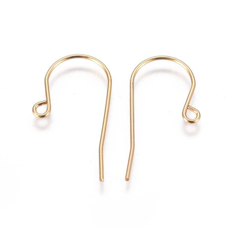 Ørekroge – 18K Forgyldt Stål (27,5x13x0,8mm), 50 Par - Uniq Perler - 0000014889493