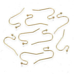 Ohrhaken, 18K Vergoldet Stahl, (50 Paare) - Uniq Perler - 0001489449