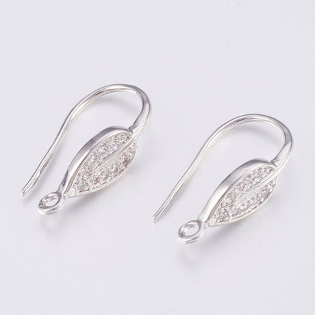 Ørekroge Blad Med Øje – Zirkonia Platinium (21mm) - Uniq Perler - 117842