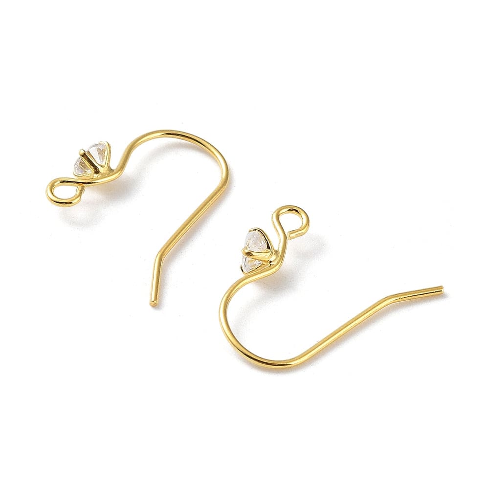 Ørekroge i 925 Sterling Sølv m. Zirkonia – 18K Forgyldt (16mm) - Uniq Perler - 116036