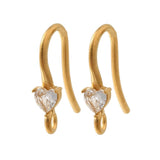 Ørekroge Med Hjerteformet Zirkonia, 18K Forgyldt Stål, (17x13x3.5mm) - Uniq Perler - 114550